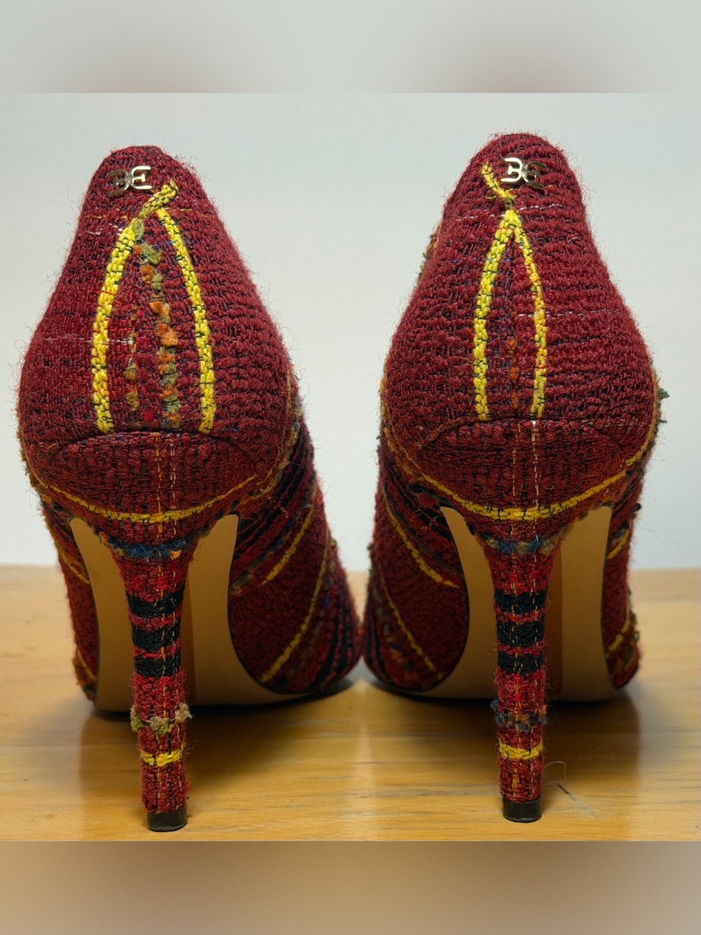 Sam Edelman Red Multicolor Plaid Tweed Pumps Size 6 - Picture 3 of 8